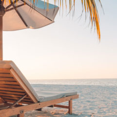 sunny beach with chairs