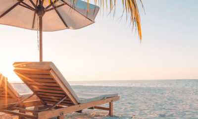 sunny beach with chairs